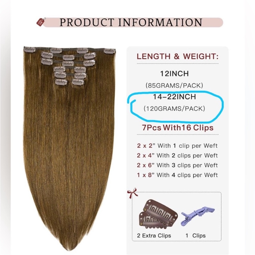 Chocolate Brown Remy Human Hair 20 Inch Clip In Hair Extensions - Picture 13 of 14